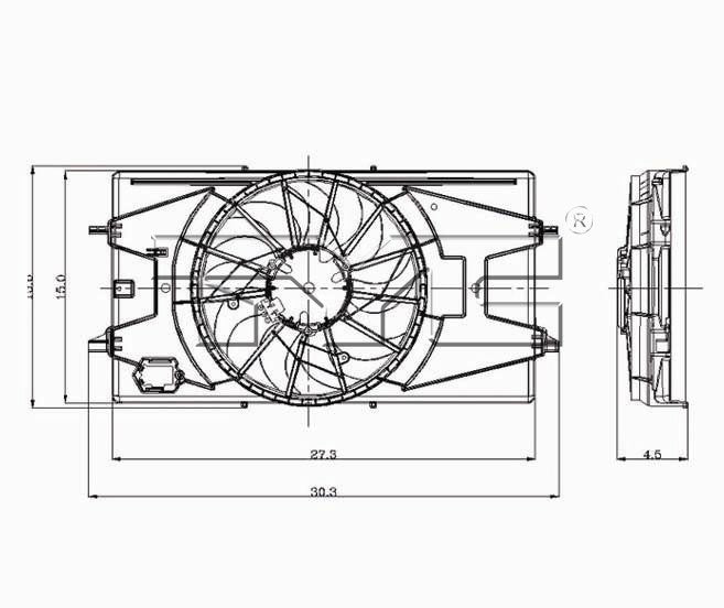 TYC Dual Radiator and Condenser Fan Assembly 621100