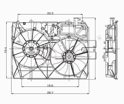 TYC Dual Radiator and Condenser Fan Assembly 621110