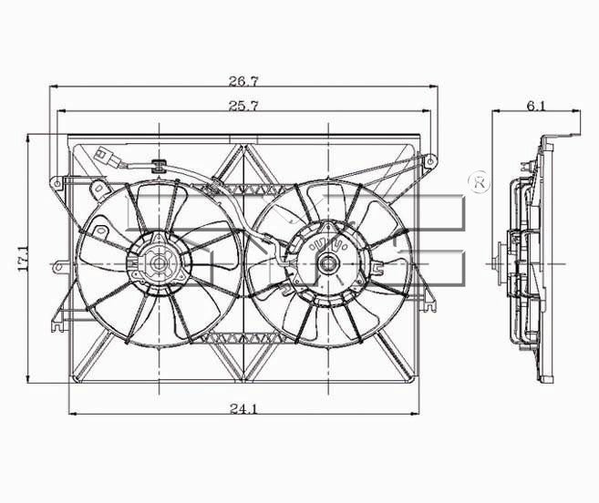TYC Dual Radiator and Condenser Fan Assembly 621120