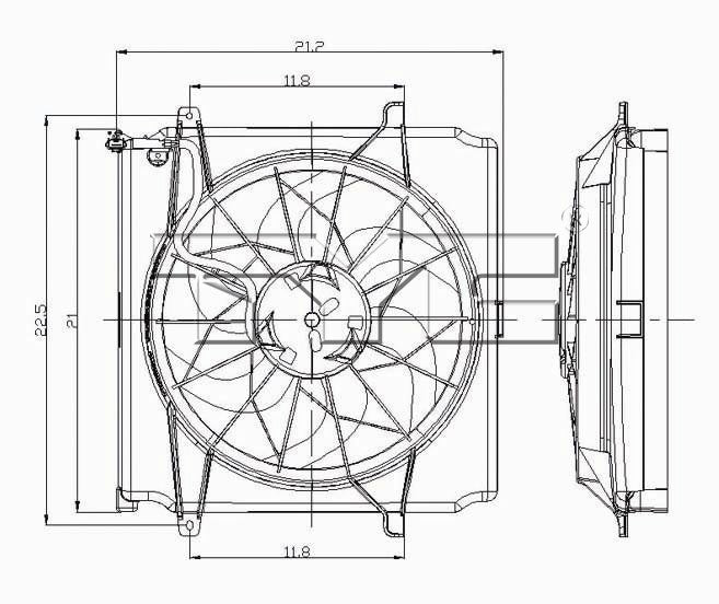TYC Dual Radiator and Condenser Fan Assembly 621140
