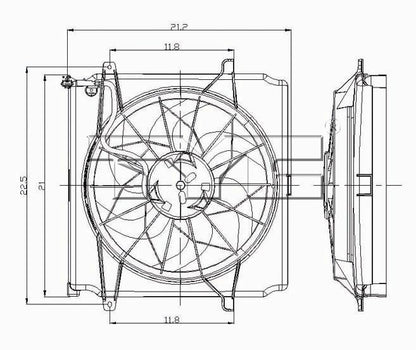 TYC Dual Radiator and Condenser Fan Assembly 621140