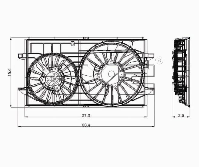 TYC Dual Radiator and Condenser Fan Assembly 621150