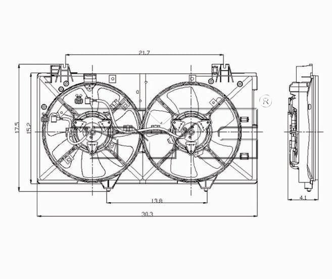 TYC Dual Radiator and Condenser Fan Assembly 621180