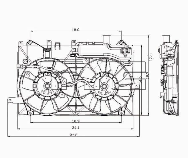 TYC Dual Radiator and Condenser Fan Assembly 621190