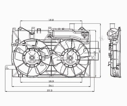 TYC Dual Radiator and Condenser Fan Assembly 621190