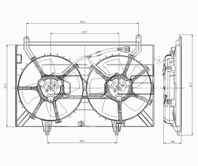 TYC Dual Radiator and Condenser Fan Assembly