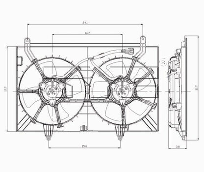 TYC Dual Radiator and Condenser Fan Assembly