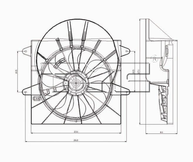TYC Dual Radiator and Condenser Fan Assembly 621220