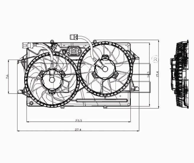 TYC Dual Radiator and Condenser Fan Assembly 621230