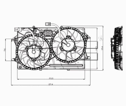 TYC Dual Radiator and Condenser Fan Assembly 621230