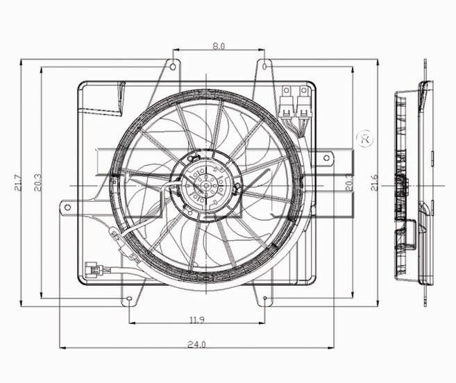 TYC Dual Radiator and Condenser Fan Assembly 621240