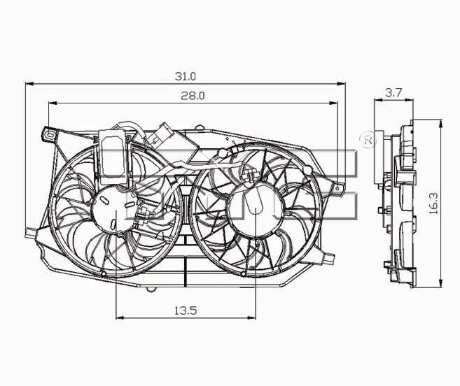 TYC Dual Radiator and Condenser Fan Assembly 621280