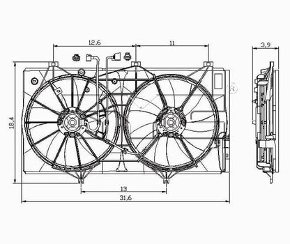 TYC Dual Radiator and Condenser Fan Assembly
