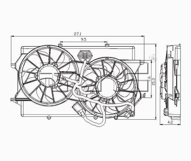 TYC Dual Radiator and Condenser Fan Assembly 621310