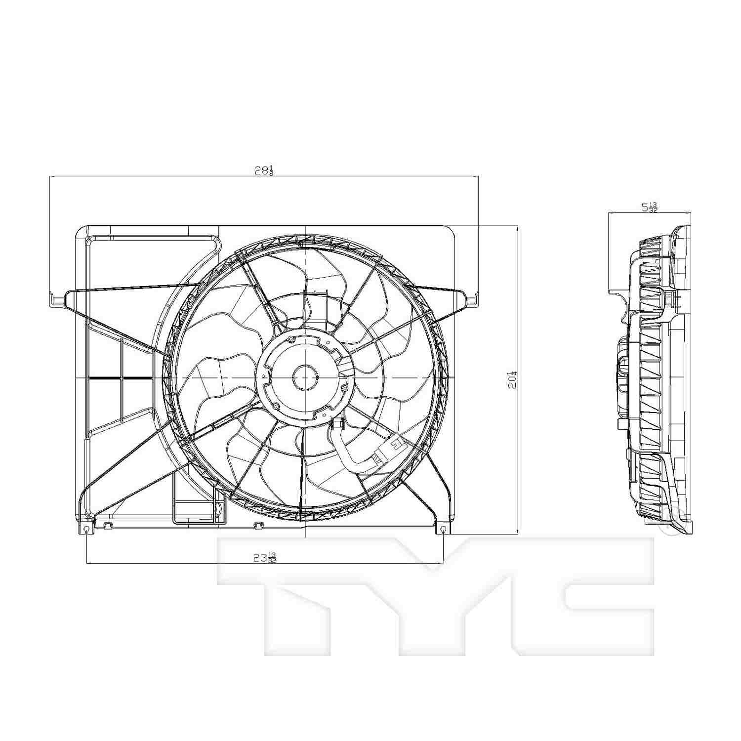 TYC Dual Radiator and Condenser Fan Assembly 621340