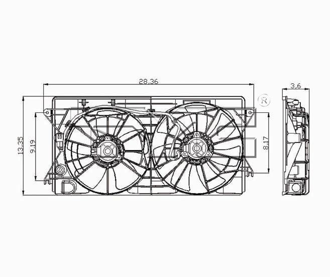 TYC Dual Radiator and Condenser Fan Assembly 621350