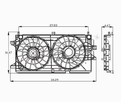 TYC Dual Radiator and Condenser Fan Assembly 621360