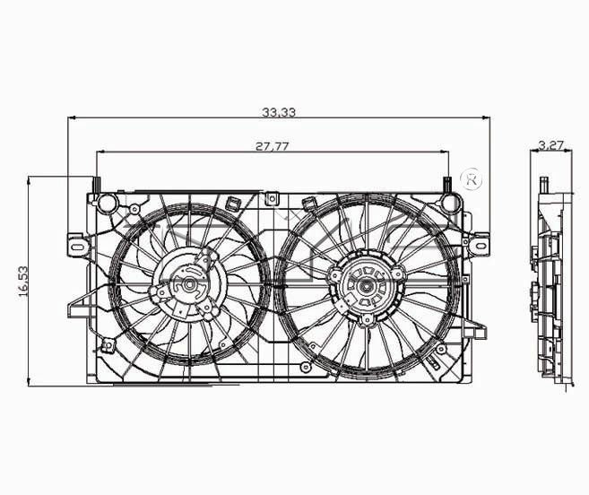 TYC Dual Radiator and Condenser Fan Assembly 621420