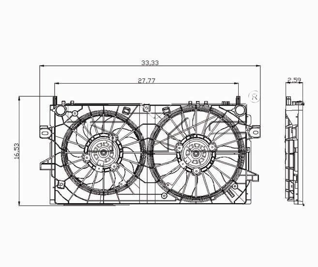 TYC Dual Radiator and Condenser Fan Assembly 621430
