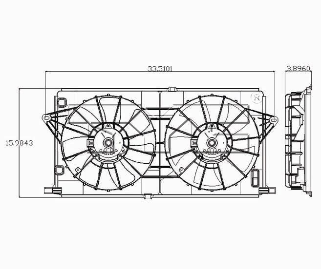 TYC Dual Radiator and Condenser Fan Assembly 621440