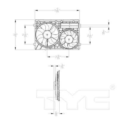 TYC Dual Radiator and Condenser Fan Assembly 621460