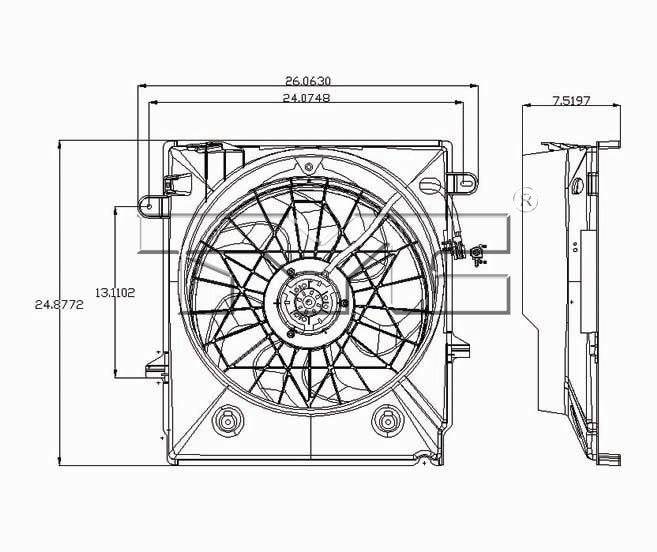 TYC Dual Radiator and Condenser Fan Assembly 621540