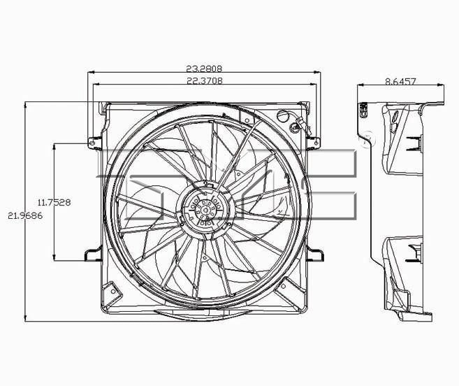 TYC Dual Radiator and Condenser Fan Assembly 621560