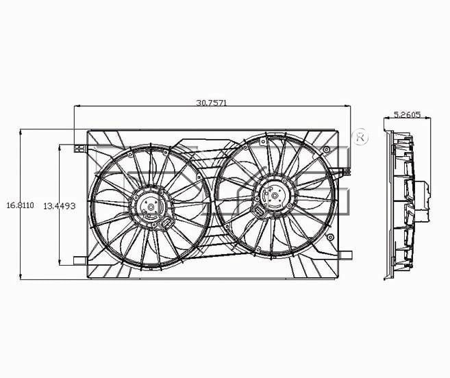 TYC Dual Radiator and Condenser Fan Assembly 621570