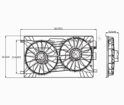 TYC Dual Radiator and Condenser Fan Assembly 621570