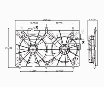 TYC Dual Radiator and Condenser Fan Assembly