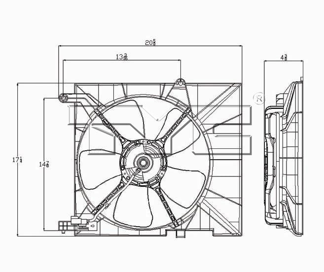 TYC Dual Radiator and Condenser Fan Assembly 621590