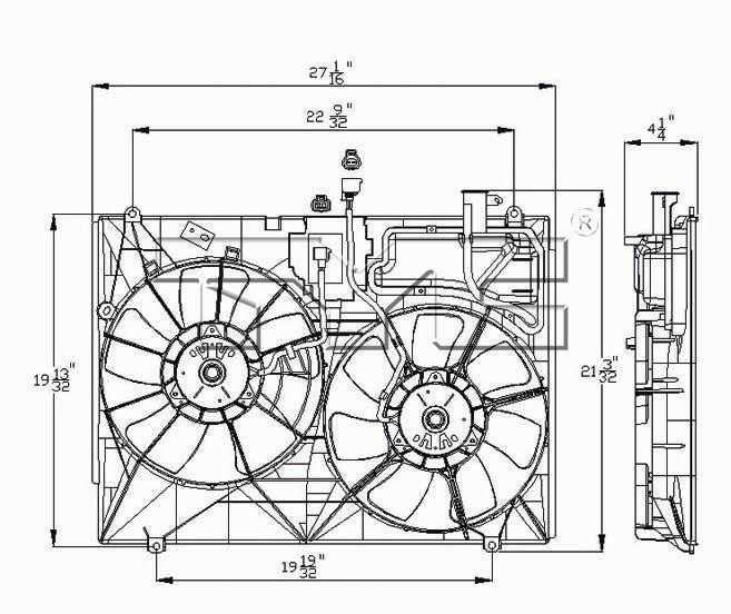 TYC Dual Radiator and Condenser Fan Assembly 621600