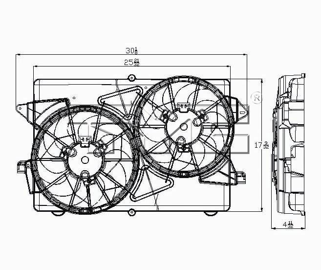 TYC Dual Radiator and Condenser Fan Assembly 621610
