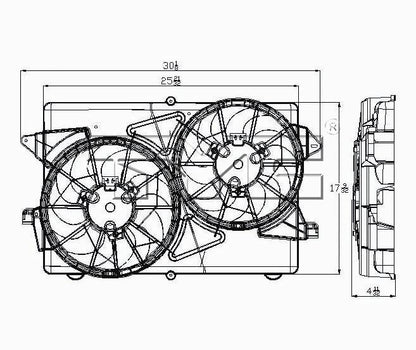 TYC Dual Radiator and Condenser Fan Assembly 621610