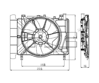 TYC Dual Radiator and Condenser Fan Assembly 621620