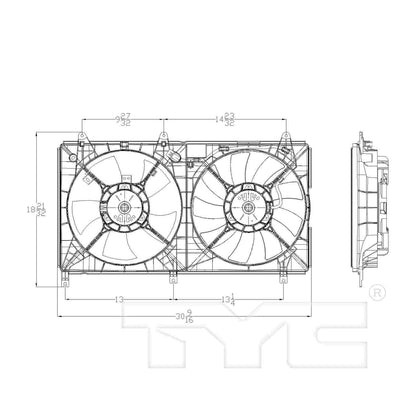 TYC Dual Radiator and Condenser Fan Assembly 621650