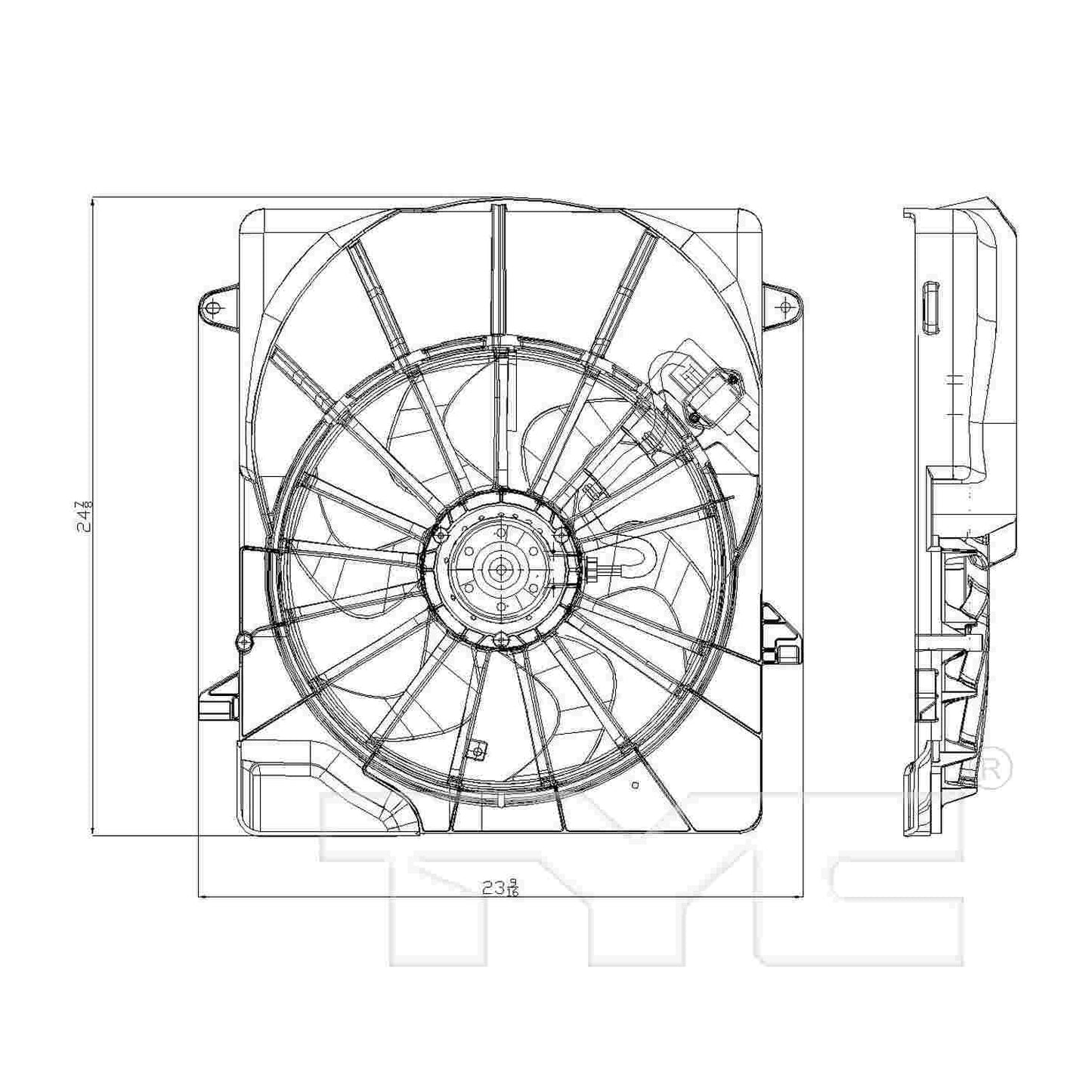 TYC Dual Radiator and Condenser Fan Assembly 621690