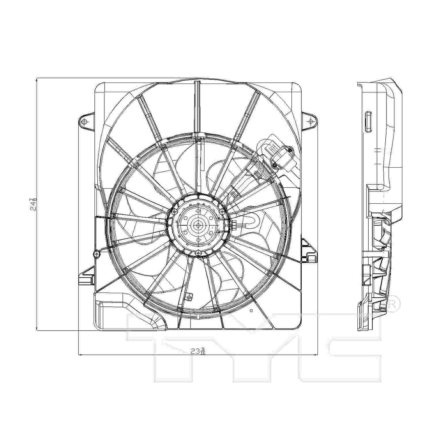 TYC Dual Radiator and Condenser Fan Assembly 621690
