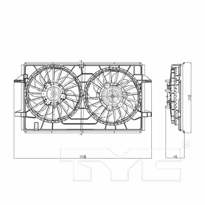 TYC Dual Radiator and Condenser Fan Assembly 621790