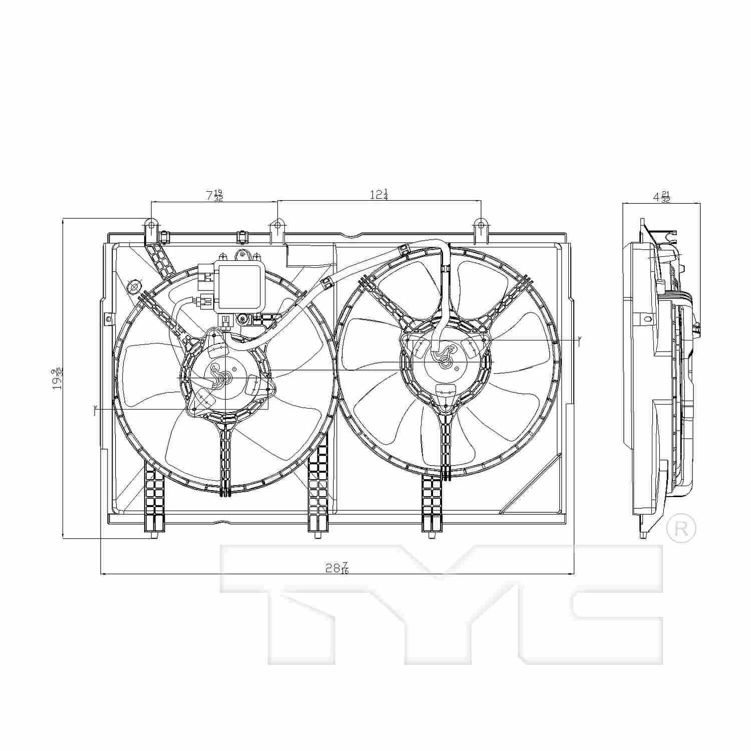 TYC Dual Radiator and Condenser Fan Assembly 621820