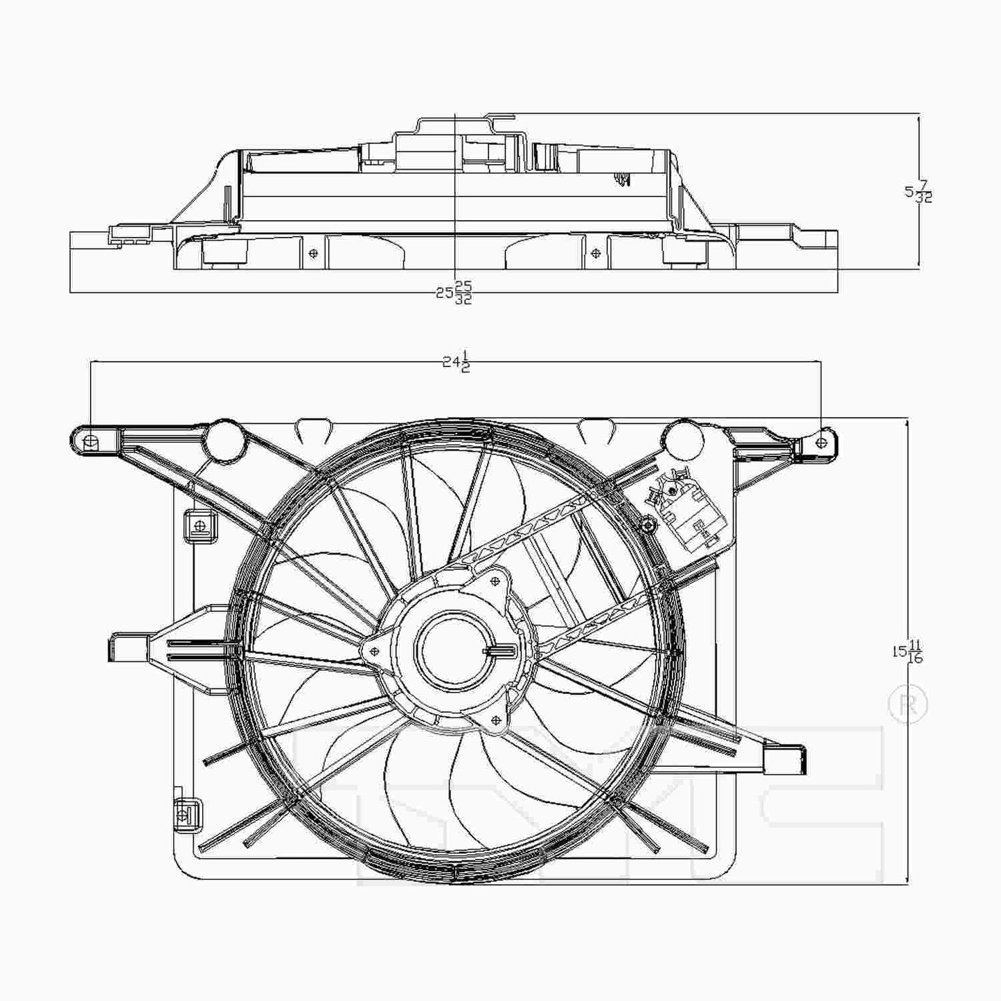 TYC Dual Radiator and Condenser Fan Assembly 621830