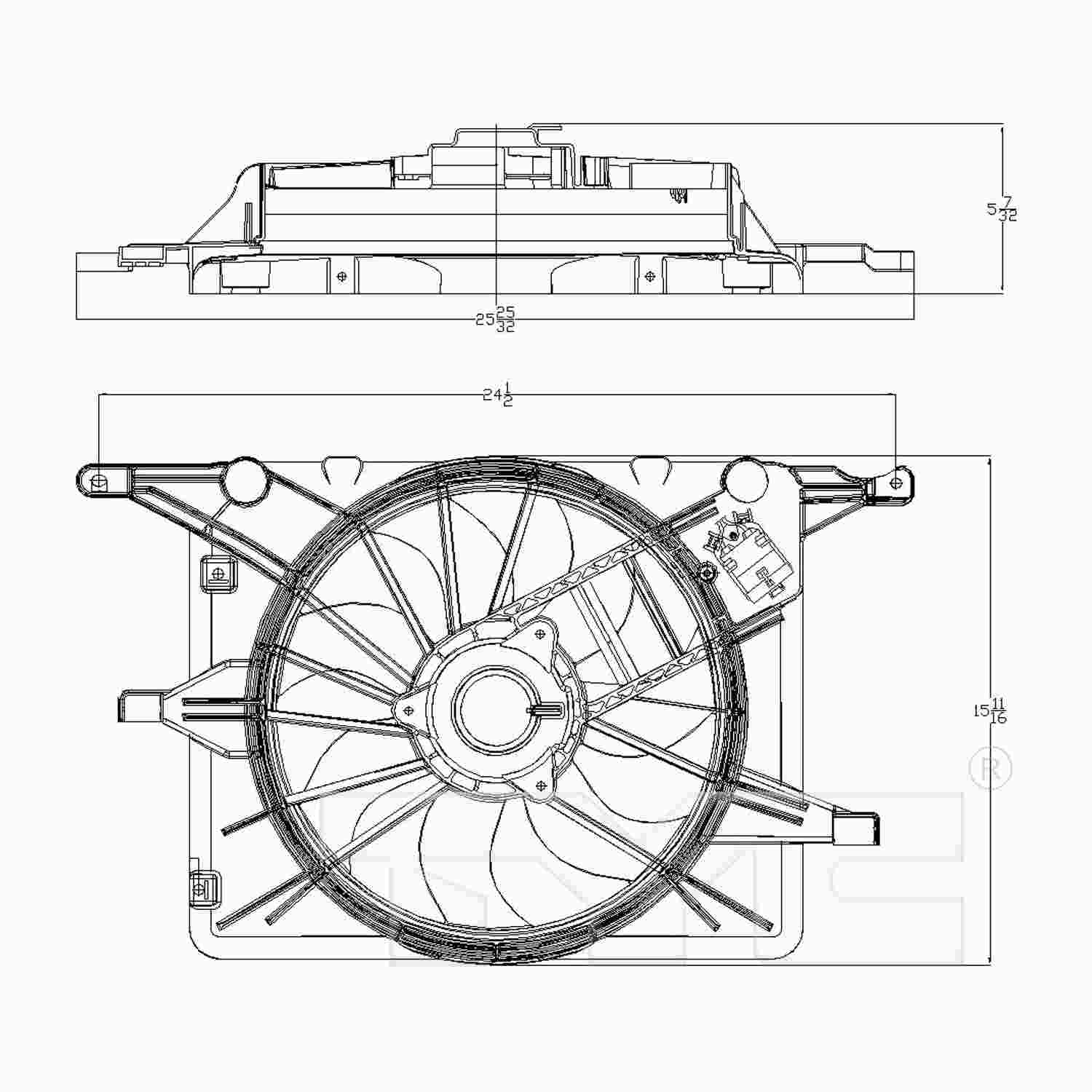 TYC Dual Radiator and Condenser Fan Assembly 621830
