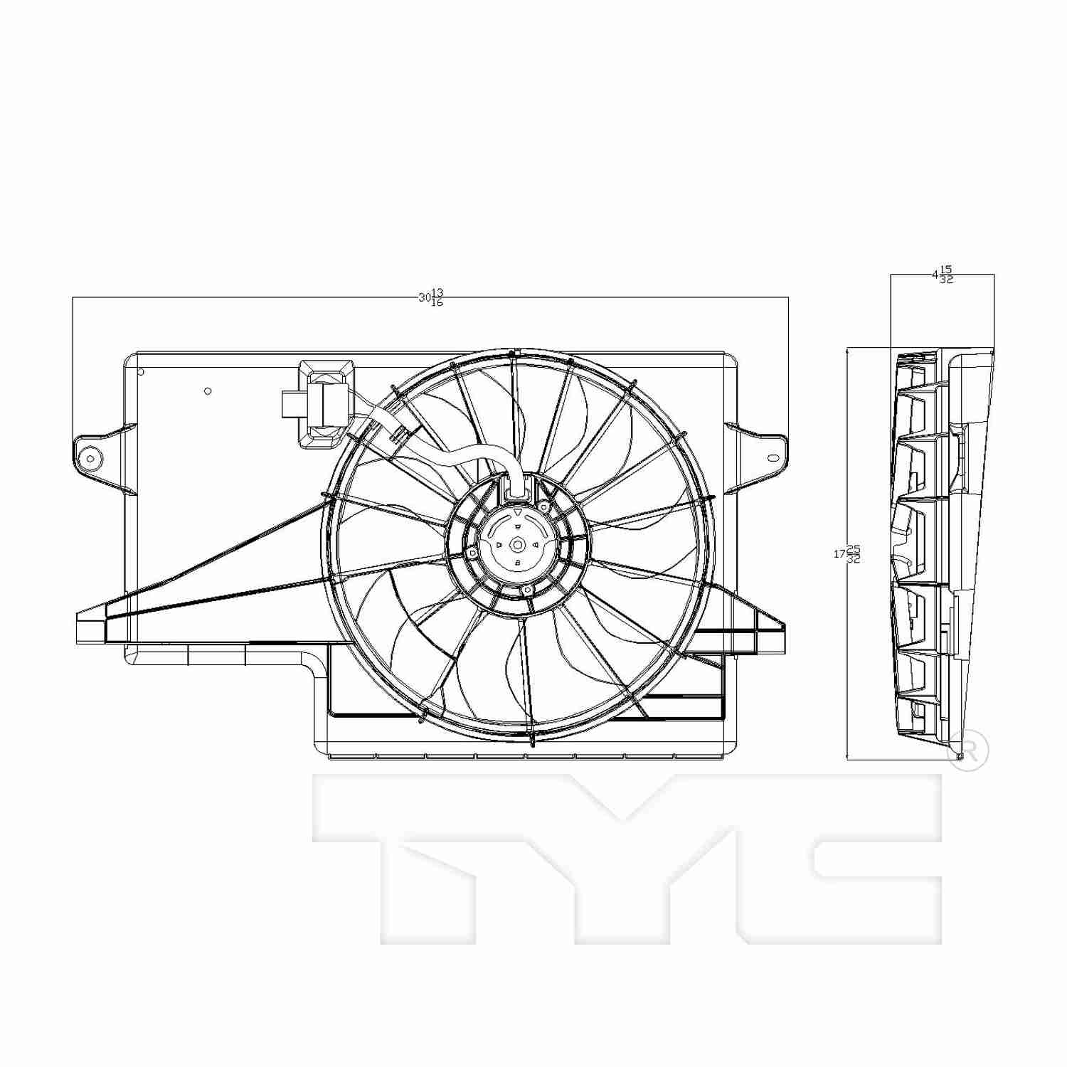 TYC Dual Radiator and Condenser Fan Assembly 621850