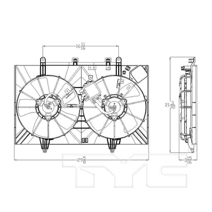 TYC Dual Radiator and Condenser Fan Assembly