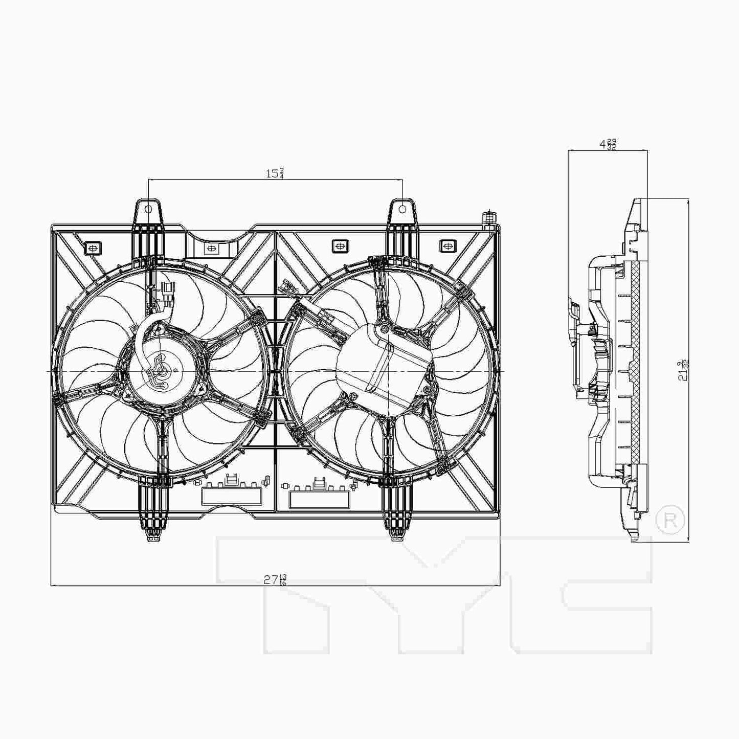 TYC Dual Radiator and Condenser Fan Assembly