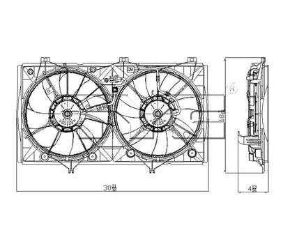 TYC Dual Radiator and Condenser Fan Assembly