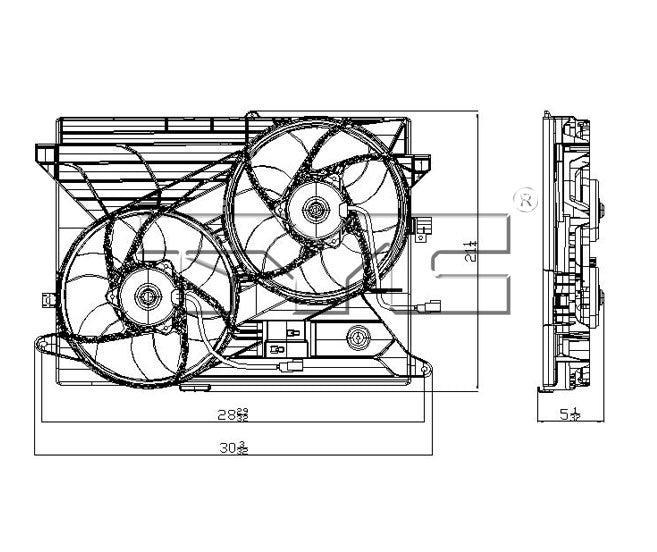 TYC Dual Radiator and Condenser Fan Assembly 621910