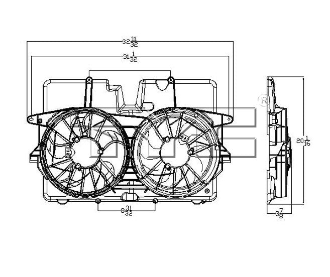 TYC Dual Radiator and Condenser Fan Assembly 621920