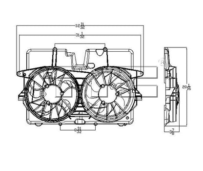 TYC Dual Radiator and Condenser Fan Assembly 621920