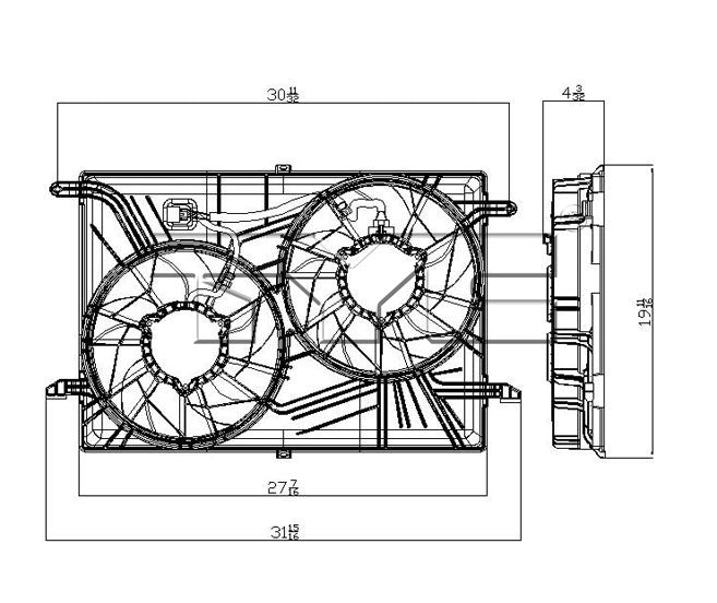 TYC Dual Radiator and Condenser Fan Assembly 621930
